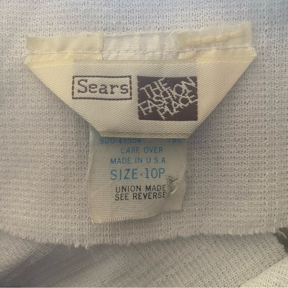 VTG Fashion Place polyester Union Made Dress! White with Pastels. USA. Size 10p. - Picture 13 of 15